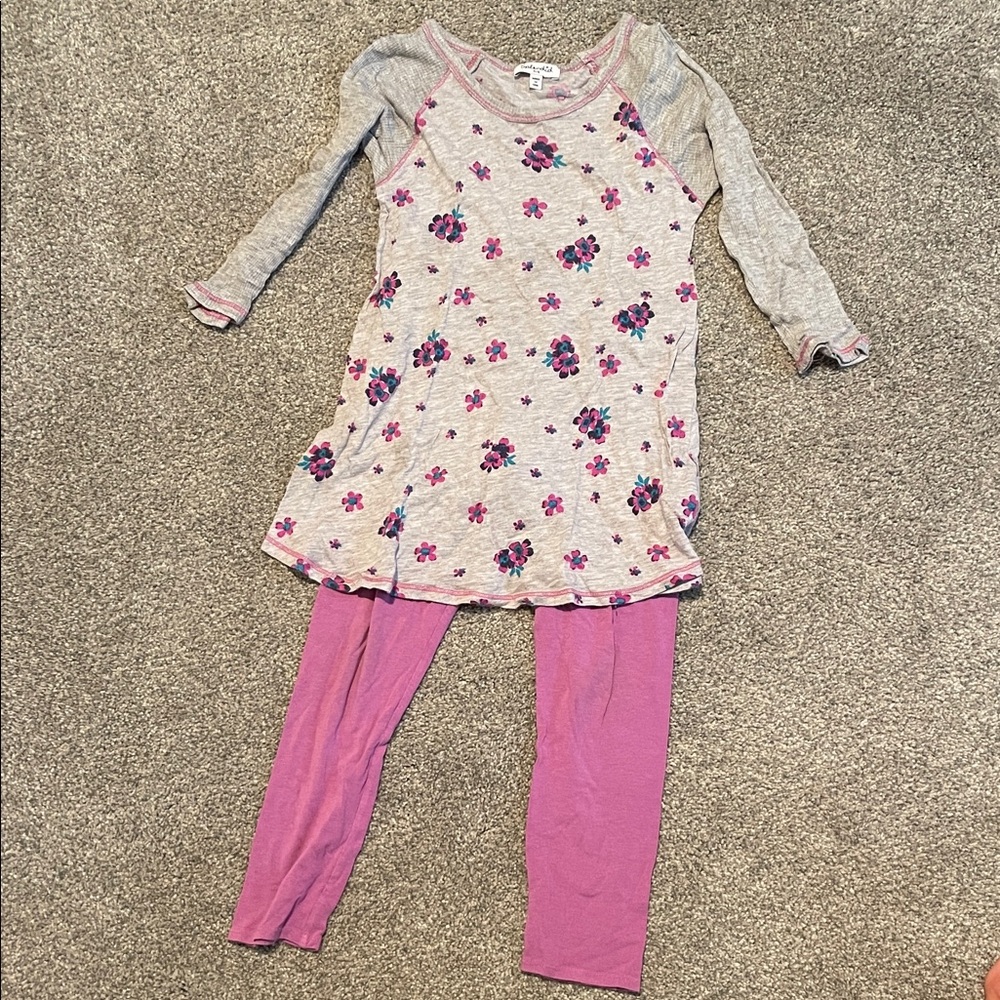 Splendid girls 5/6 Children's Pink Floral Legging Set - lavender /gray